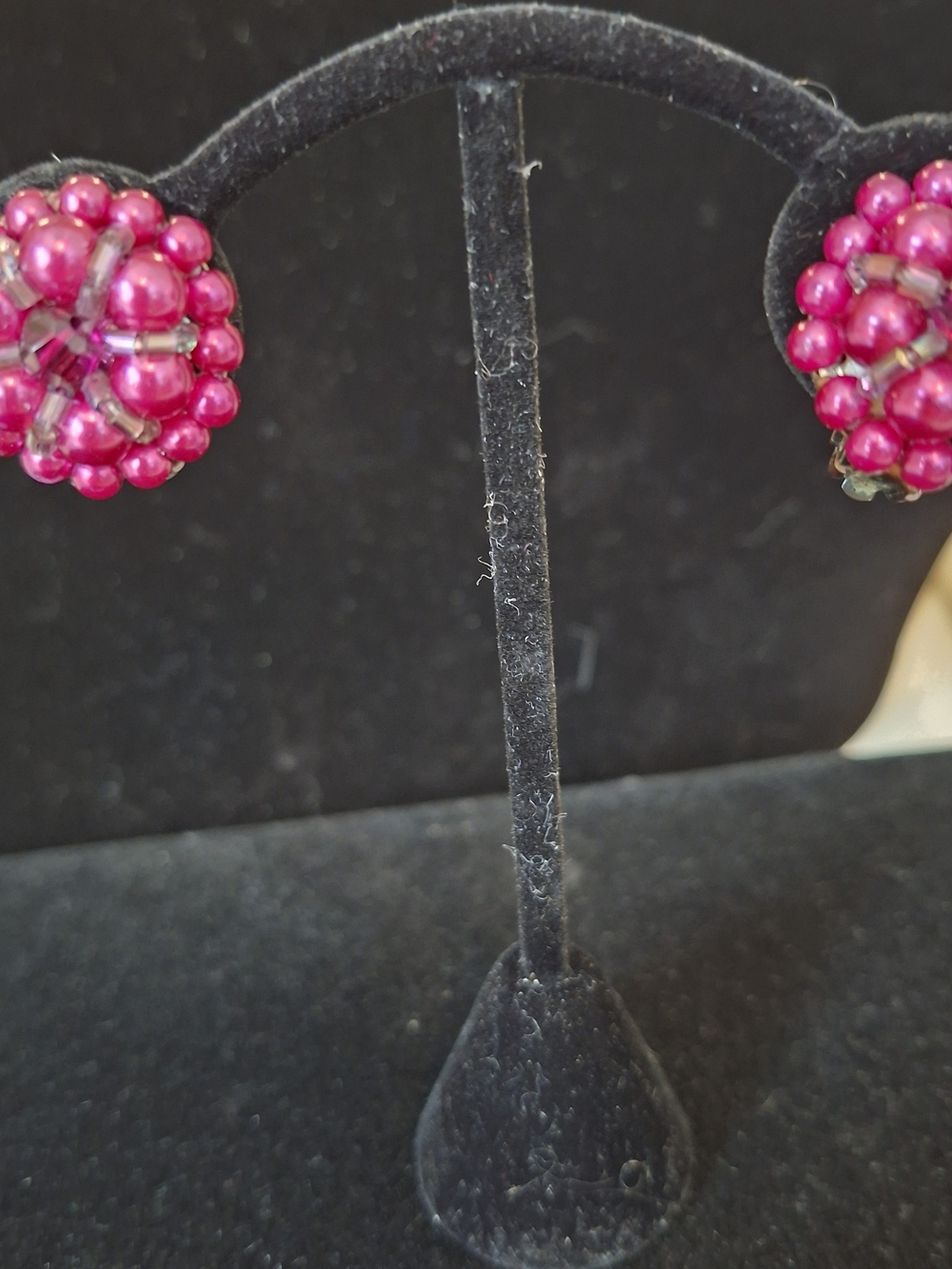 Pink Beaded Cluster Stud Earrings - Unbranded